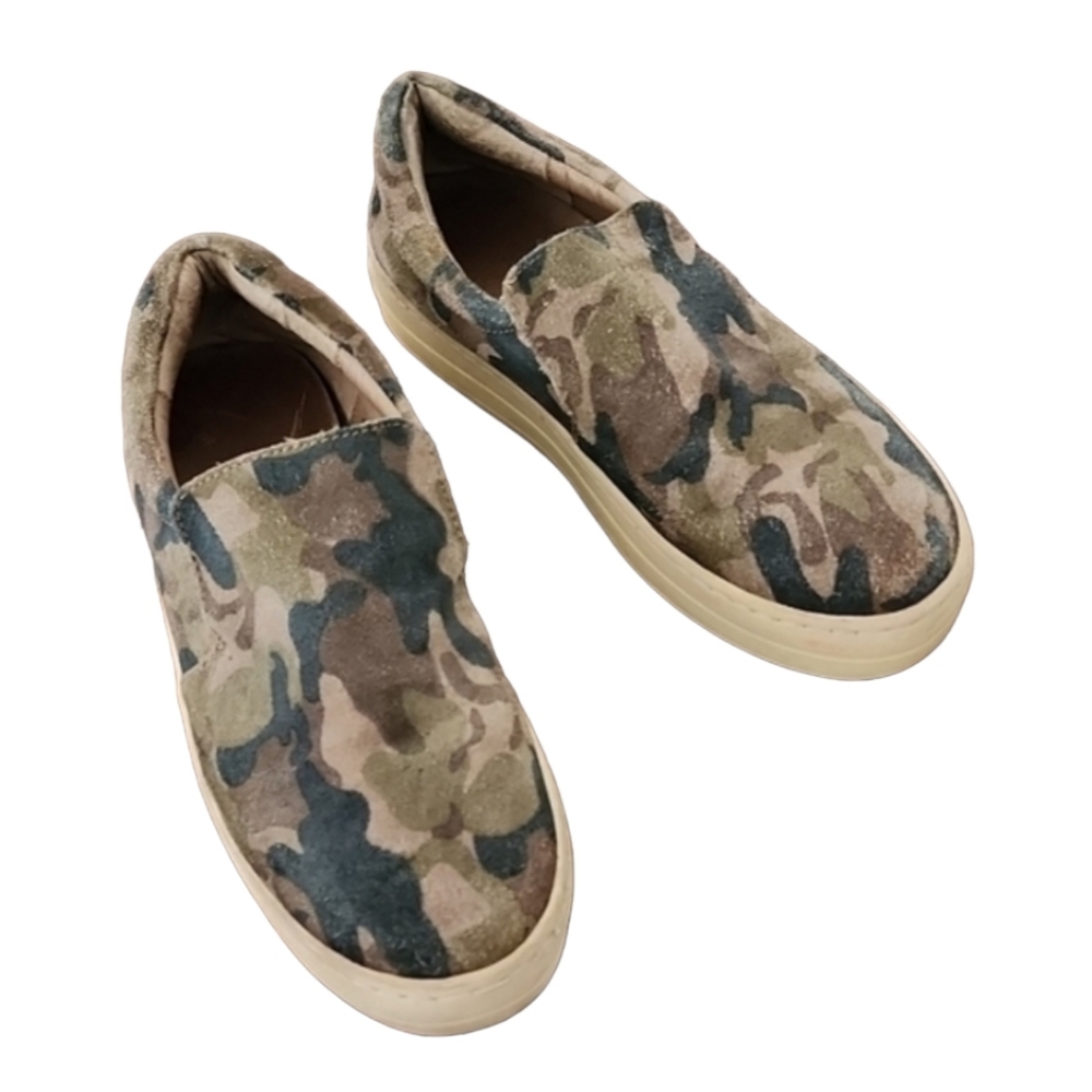 J/SLIDES NYC Harry Camo Suede Platform Sneakers 7 Slip On Washed Out Lived In - Picture 15 of 16
